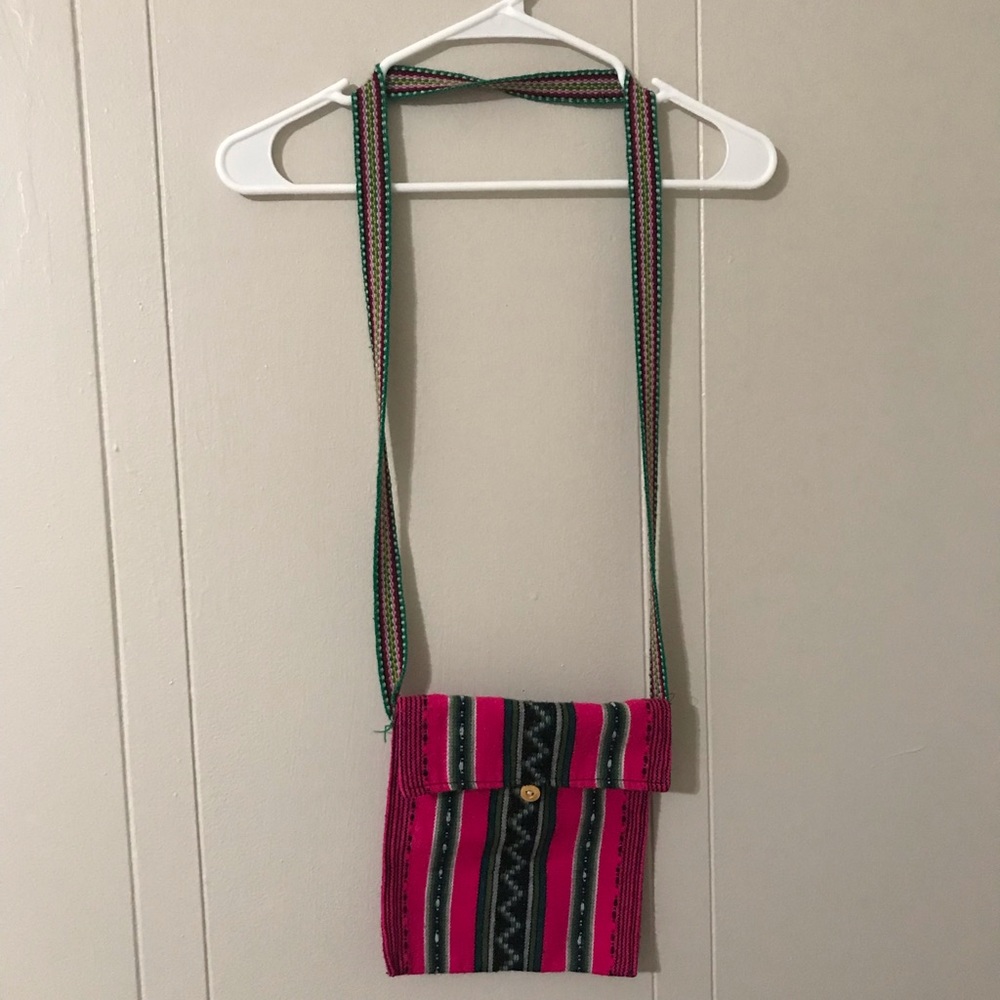 Colorful fabric cross body woven bag